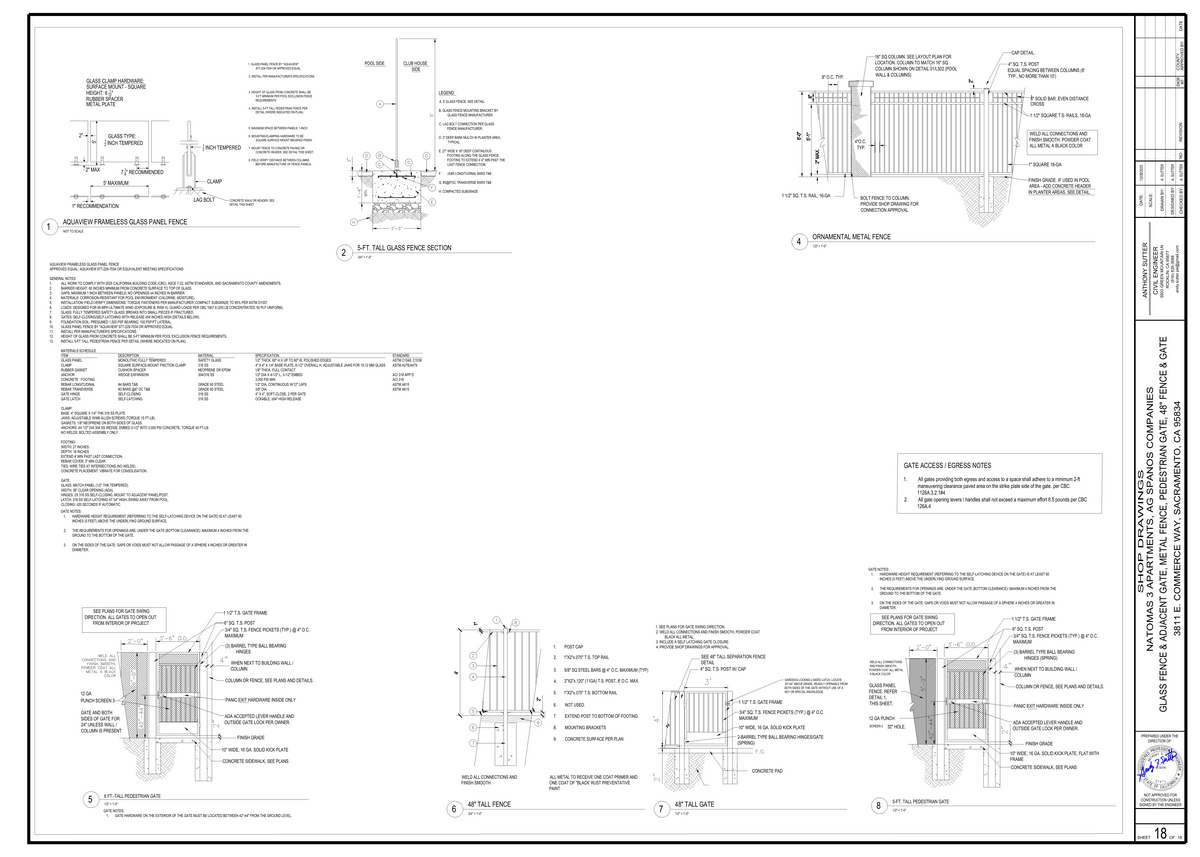 Natomas 3 Glass Fence and Gate Details
